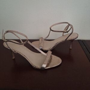 Gold Snakeskin Strappy Sandals